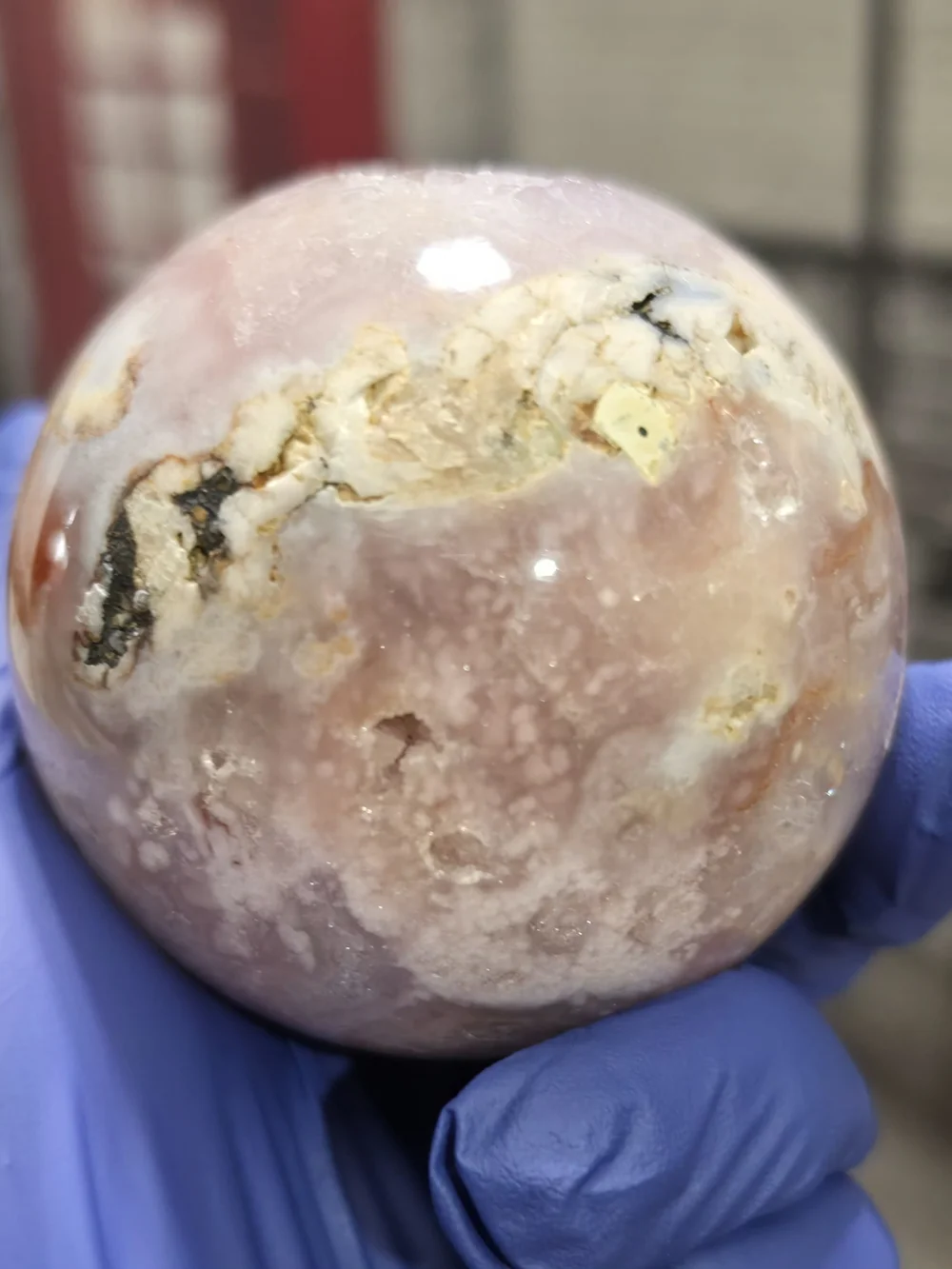 Pink Amethyst And Agate Druzy Crystal Display Sphere